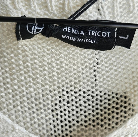 Alchemia Tricot V neck Knit Summer Sweater Pullover light  golden strips size L - Picture 4 of 5